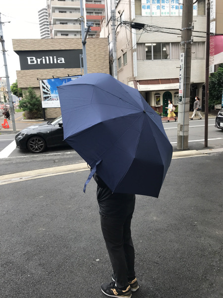 外で傘をさしてみた写真