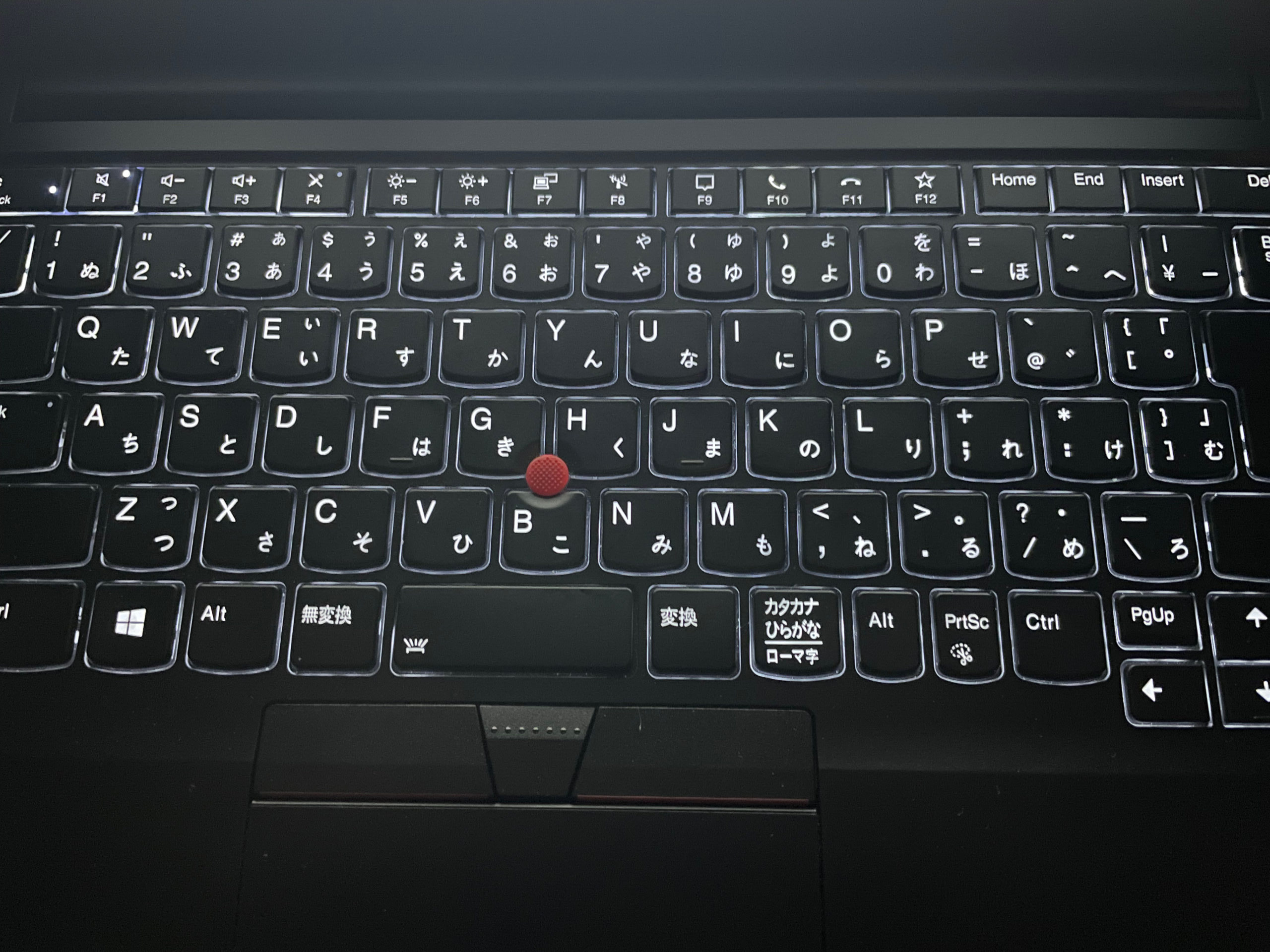 ThinkPadのキーボードに二段階目のバックライトをつけた写真